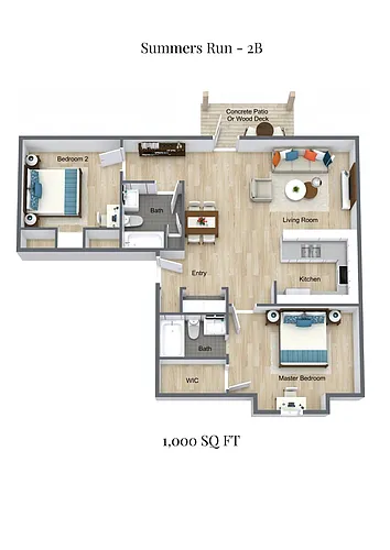 Floor plan Summers Run Apartments - 2B