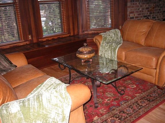 Living room with reclaimed wood floors
