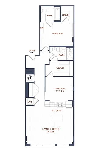 Floor plan 2 Bed/2 Bath-B07