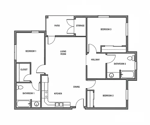 Floor plan Three Bedroom