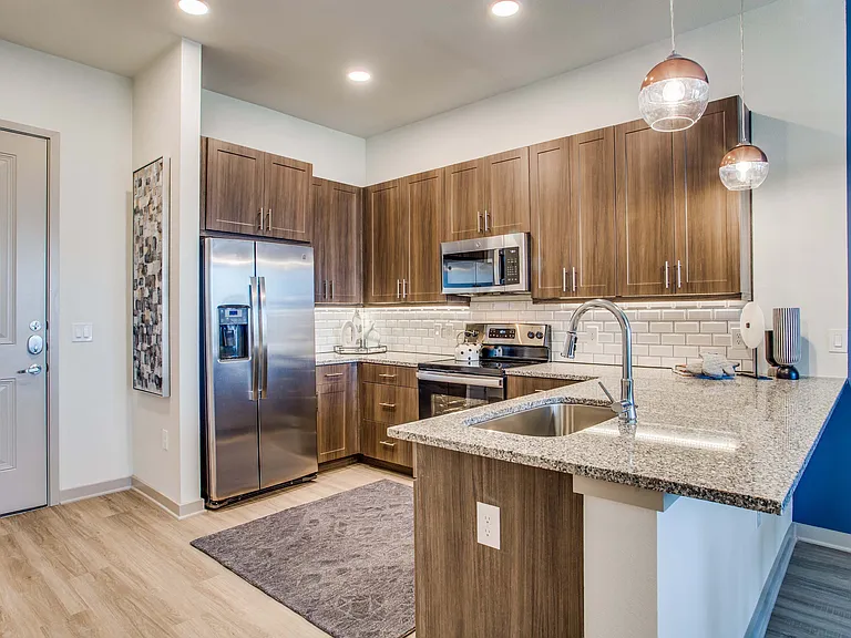 Modern kitchen with granite countertops