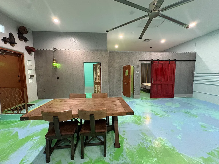 View of living area from kitchen sink