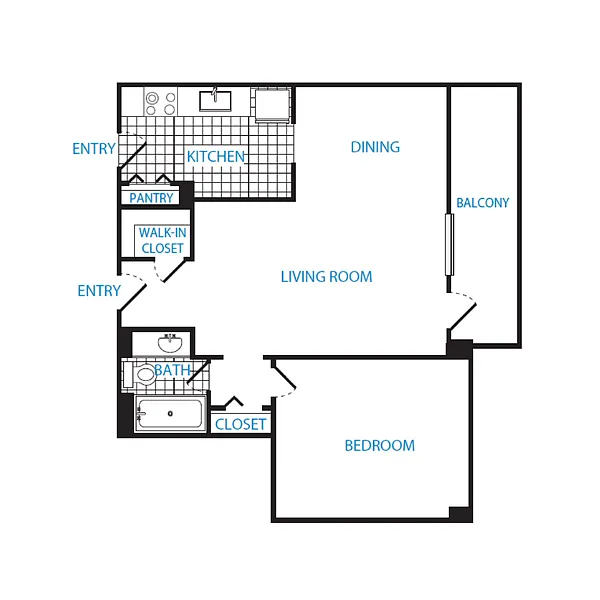 Floor plan 1 Bedroom, 1 Bath 986 SF A14