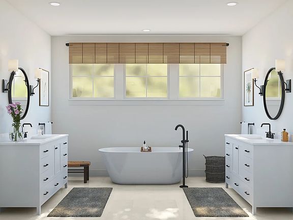 Primary bath with dual vanities