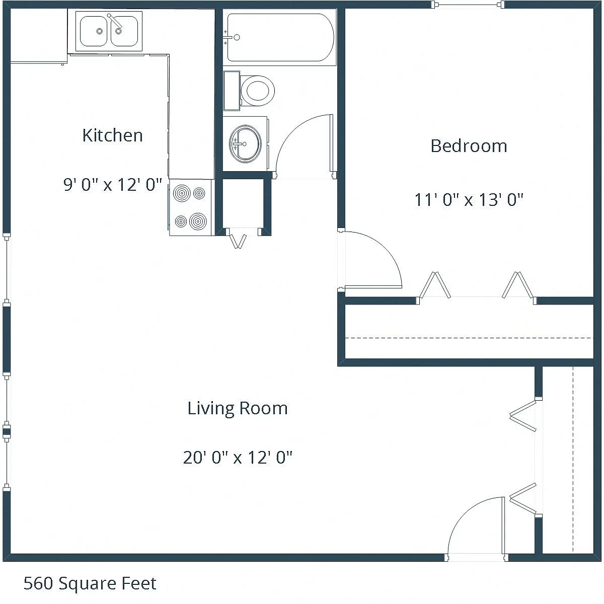 Floor plan One Bedroom 11A