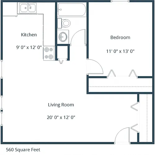 Floor plan One Bedroom 11A