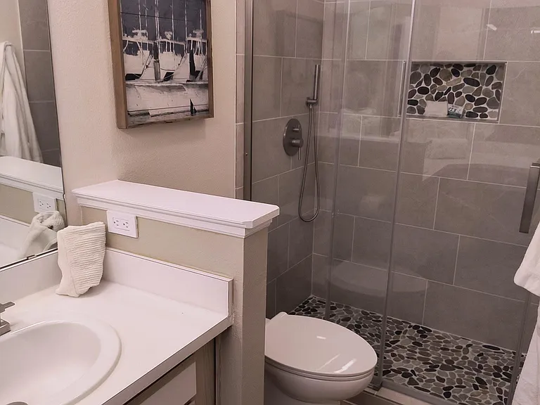 New frameless glass shower.