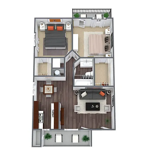 Floor plan B1: 2 Bed 1 Bath