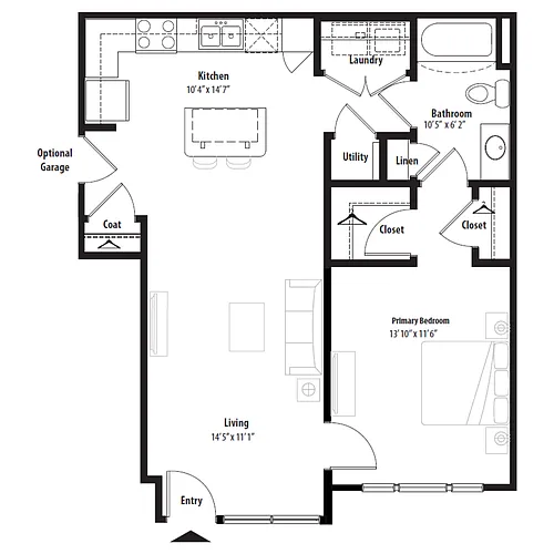 Floor plan 1 Bedroom (Terrace)