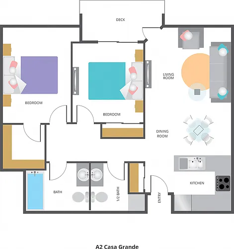 Floor plan Two Bedroom-One and One Half Bath