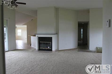 Fireplace has a crack in the Granite Mantle.