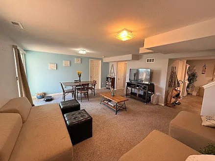 Living and Dining Area looking towards kitchen.