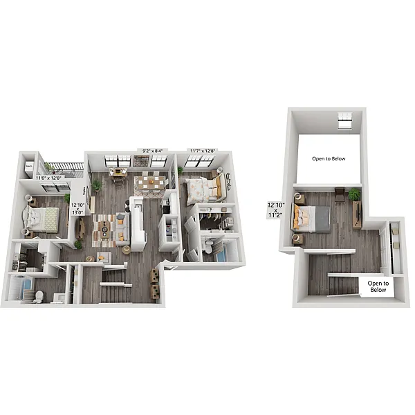 Floor plan Two Bedroom B2I1L