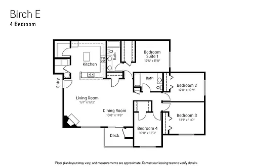 Floor plan Four Bedroom Birch E