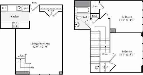 Floor plan The Lofts 2 Bedrooms E