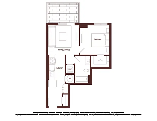 Floor plan 1 Bed - 1 Bath | aj7
