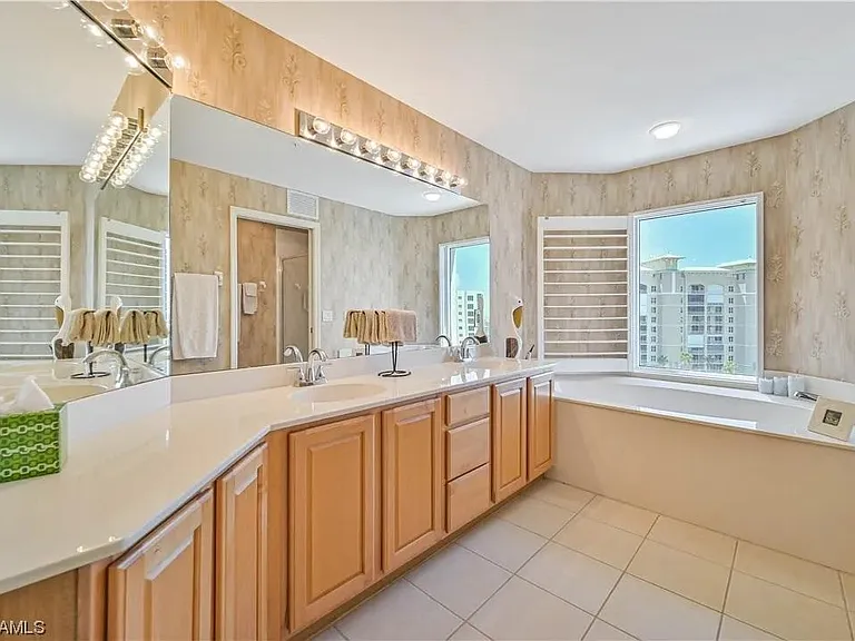 Full view of the Master Bathroom with Double Sinks and Plenty of Storage
