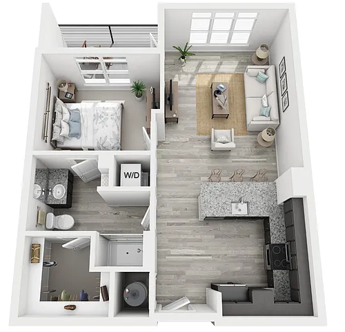 Floor plan 1BRL One Bedroom / One Bath (Large)