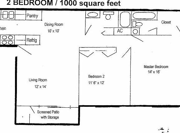 2 bedrooms floorplan