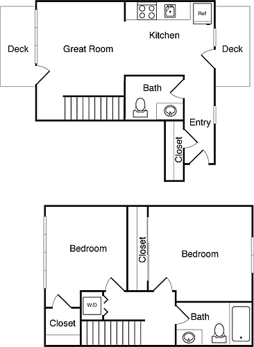 Floor plan 2 Bed Townhome