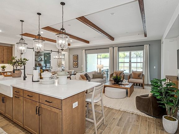 Kitchen with white apron-front sink