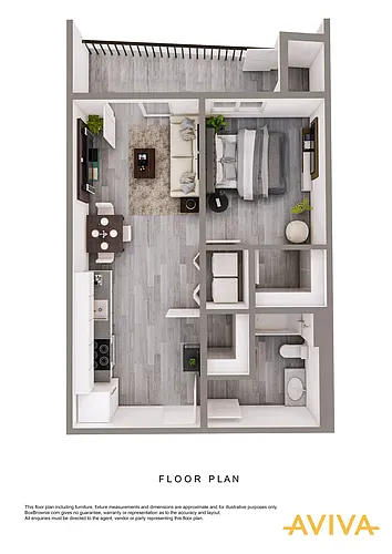 Floor plan 1 Bedroom A - Alt 2 - LG Balcony