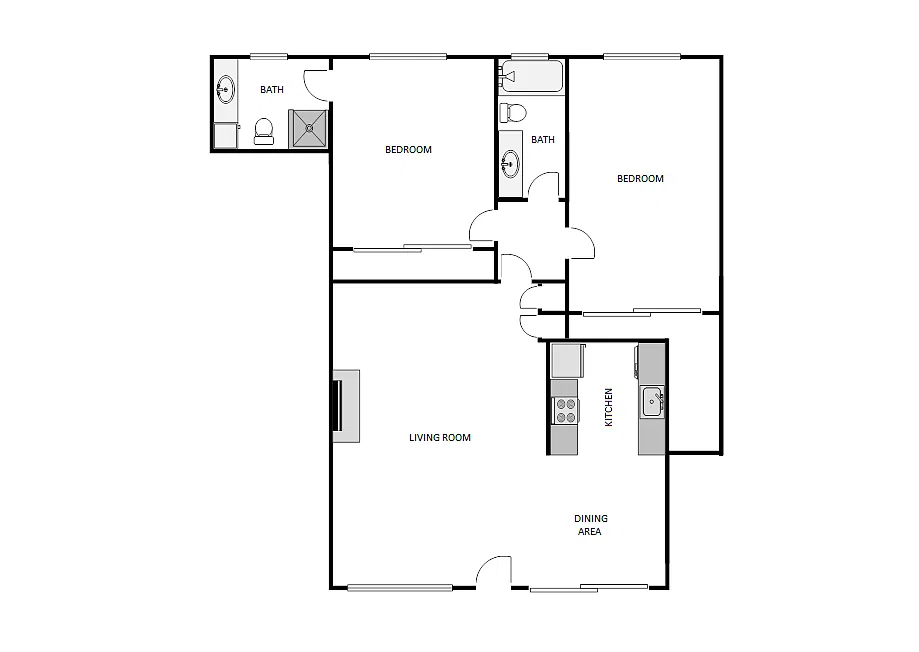 Floor plan 2 Bed / 2 Bath: Type B