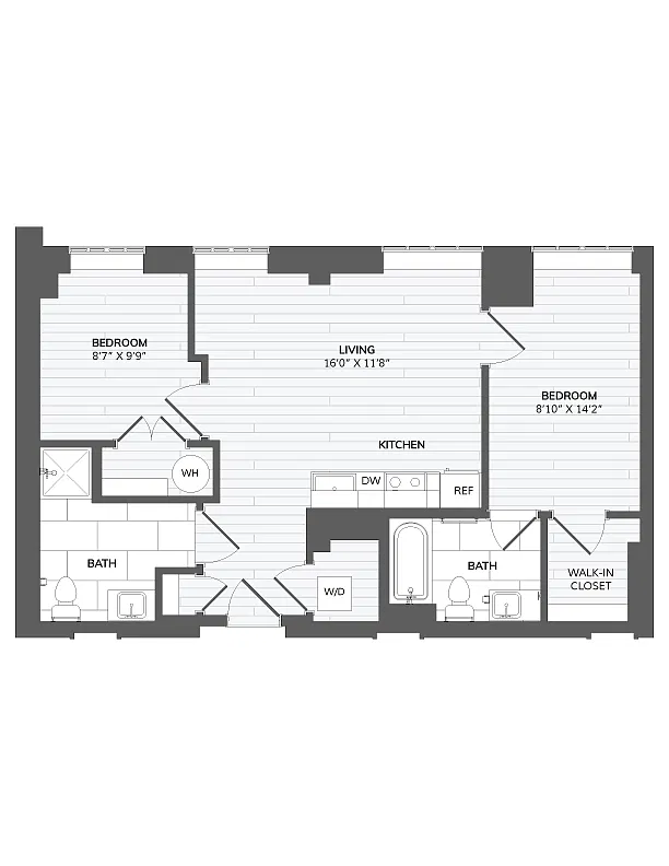 Floor plan 2 Bed 2 Bath-E2 Type A