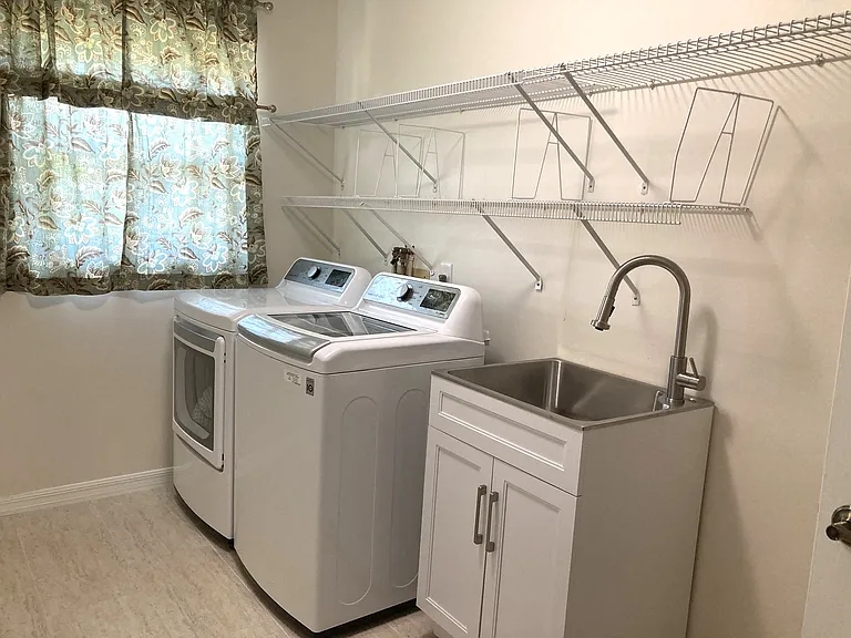 Washer, dryer and stainless steel utility sink
