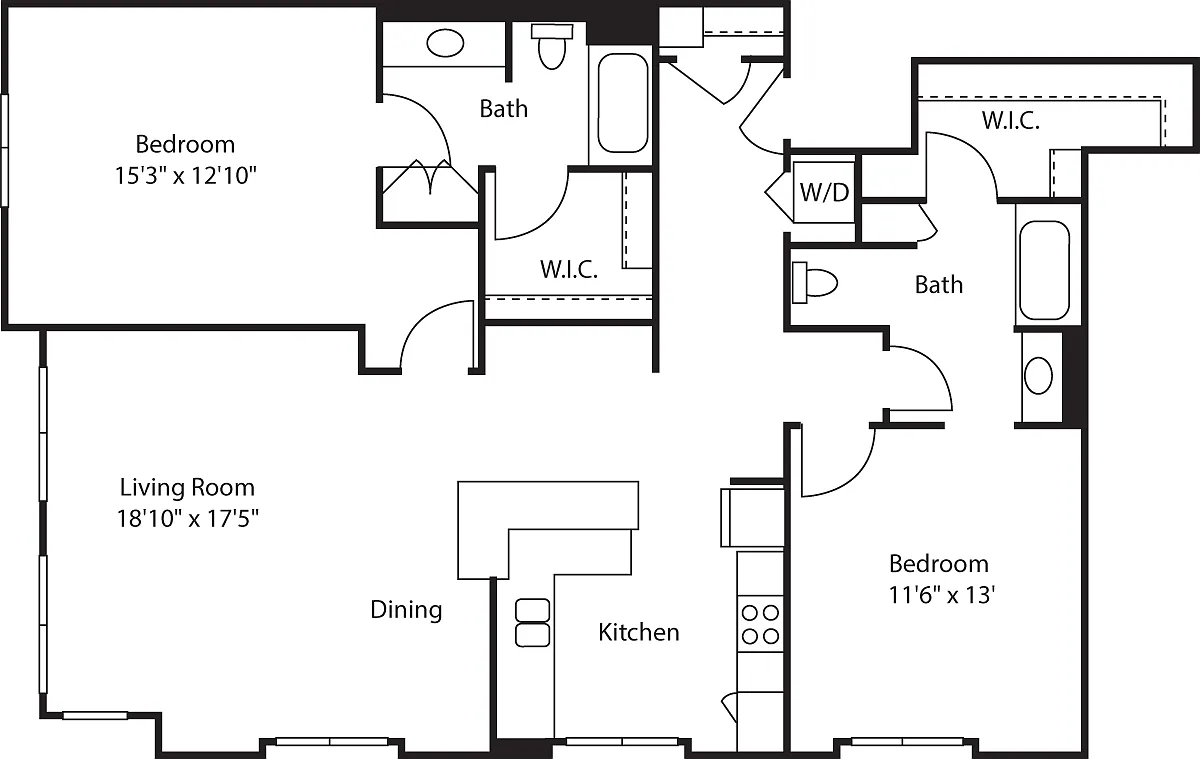 Floor plan Two Bedroom 1280