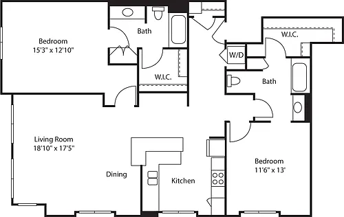 Floor plan Two Bedroom 1280