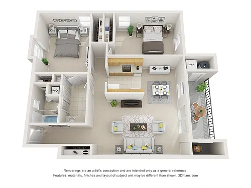 Floor plan 2 Bed East Gardens