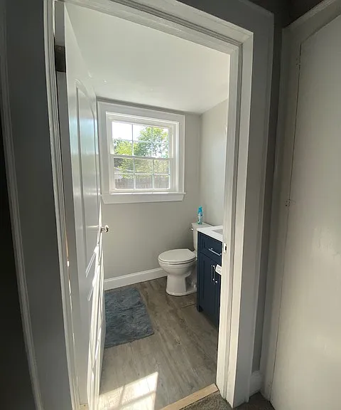 Updated small bath located off room suited for office, crafts or additional sleeping space/closet.