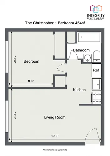 Floor plan 1 Bedroom 1 Bath-Christopher Apt