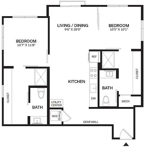 Floor plan 2 Bed/2 Bath-B6