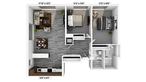 Floor plan 2 Bed 1.5 Bath Basic