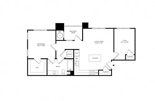 Floor plan 1B Den w/ Balcony