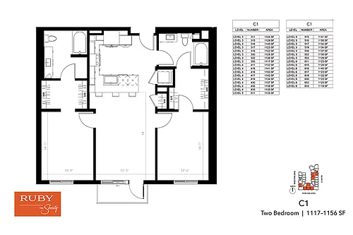 Floor plan Two Bedroom C1