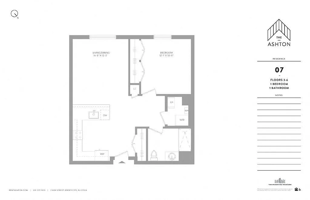 Floor plan Unit 07 Floors 3-6 1b/1b