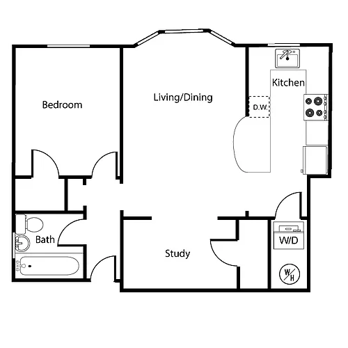 Floor plan Star 1 Bed 1 Bath + Den