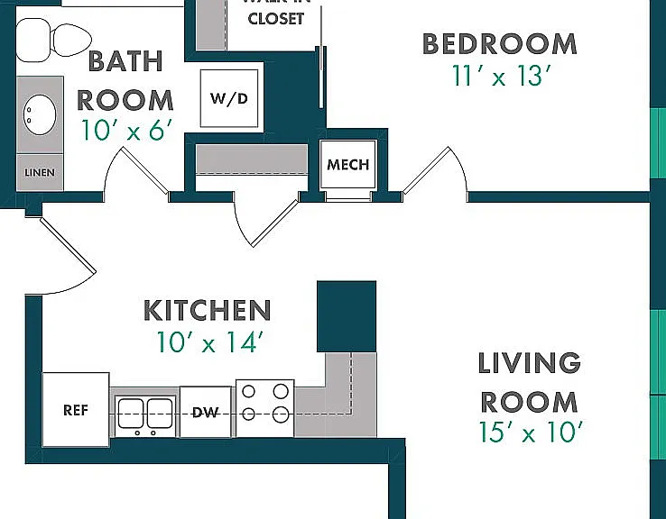 Floor Plan B2 | Domain | Apartments in Madison, WI Floor Plan B2 | Domain | Apartments in Madison, WI