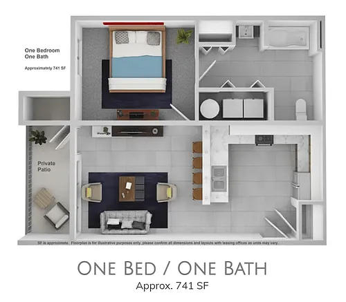 Floor plan One Bed, One Bath Glenn