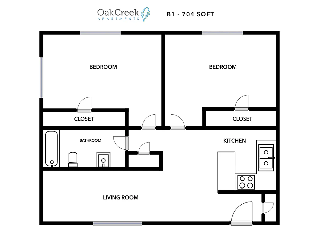 Floor plan 2 bedroom 1 bath