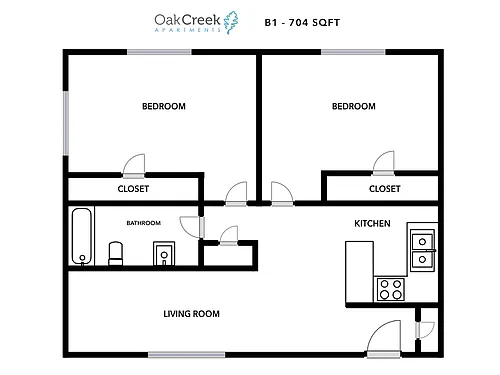 Floor plan 2 bedroom 1 bath