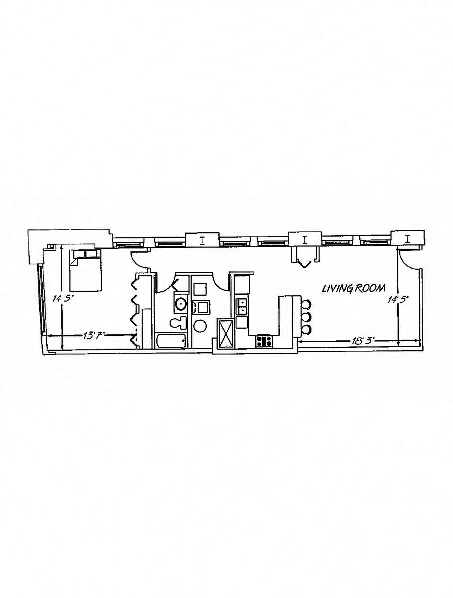 Floor plan 1 Bedroom FP B1
