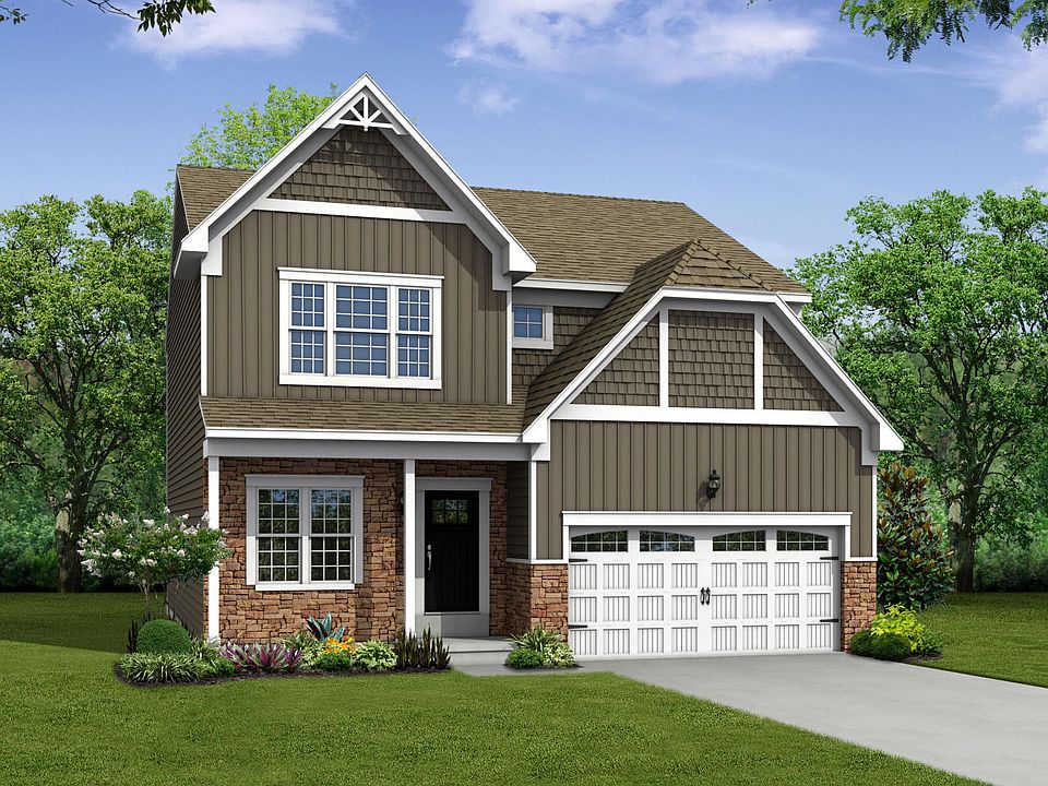 Elevation A Opt New England Stone Front, Full Porch, Garage Door
