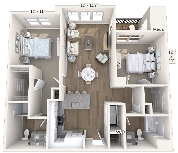 Floor plan B1-1098sf-Reno