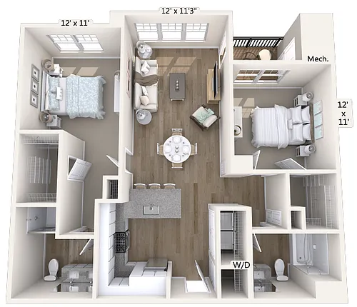 Floor plan B1-1098sf-Reno