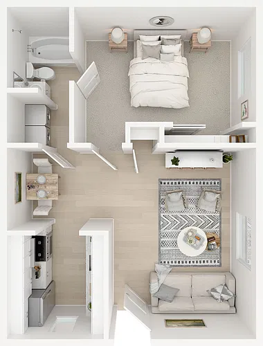 Floor plan 1BD, 1BTH AR