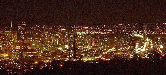 "Window View Of SF Skyline At Night"